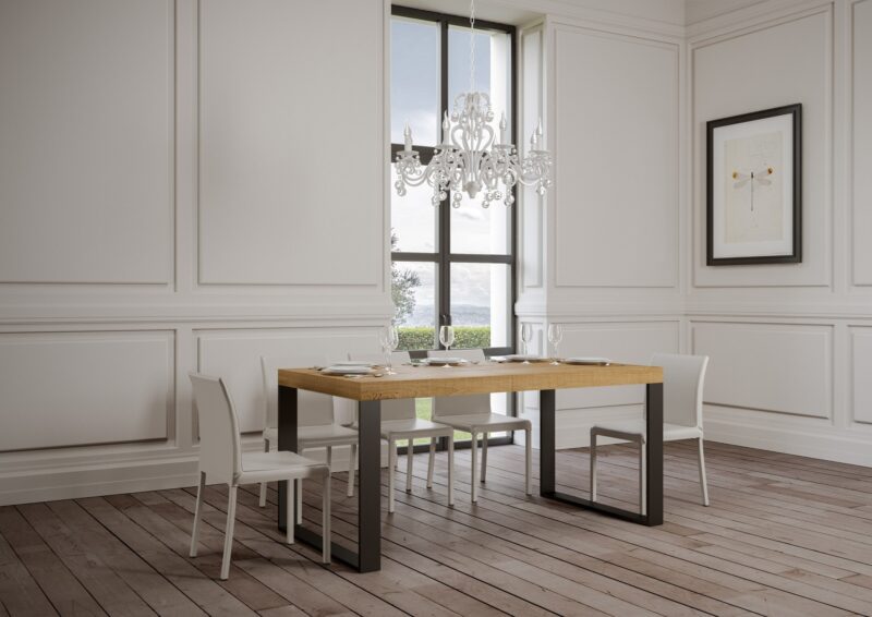 Tavolo allungabile 200/304x90 cm Tecno quercia natura gambe antracite - immagine 2