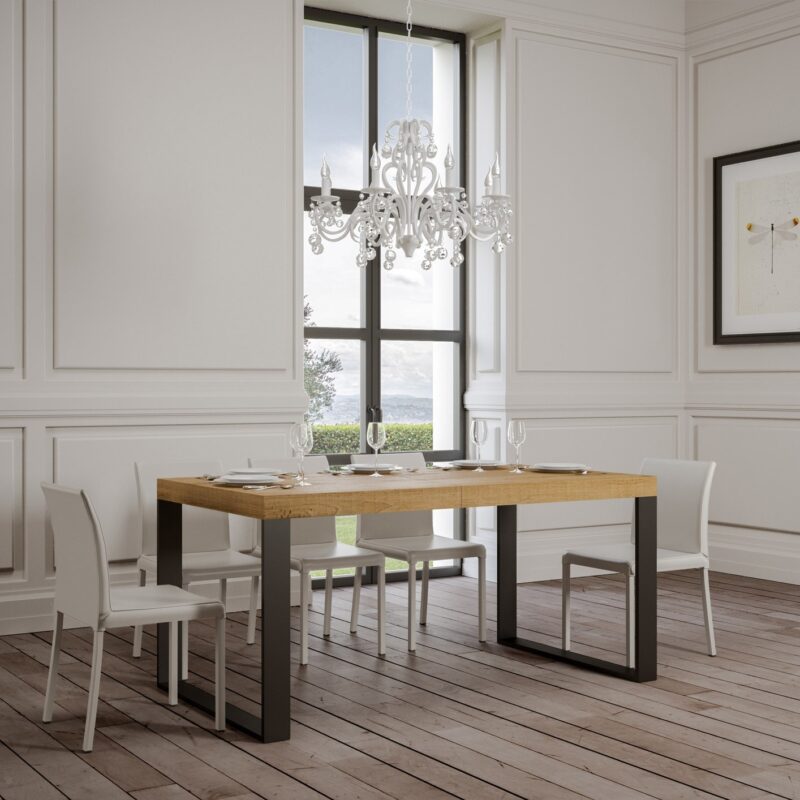 Tavolo allungabile 160/420x90 cm Tecno quercia natura gambe antracite - immagine 2