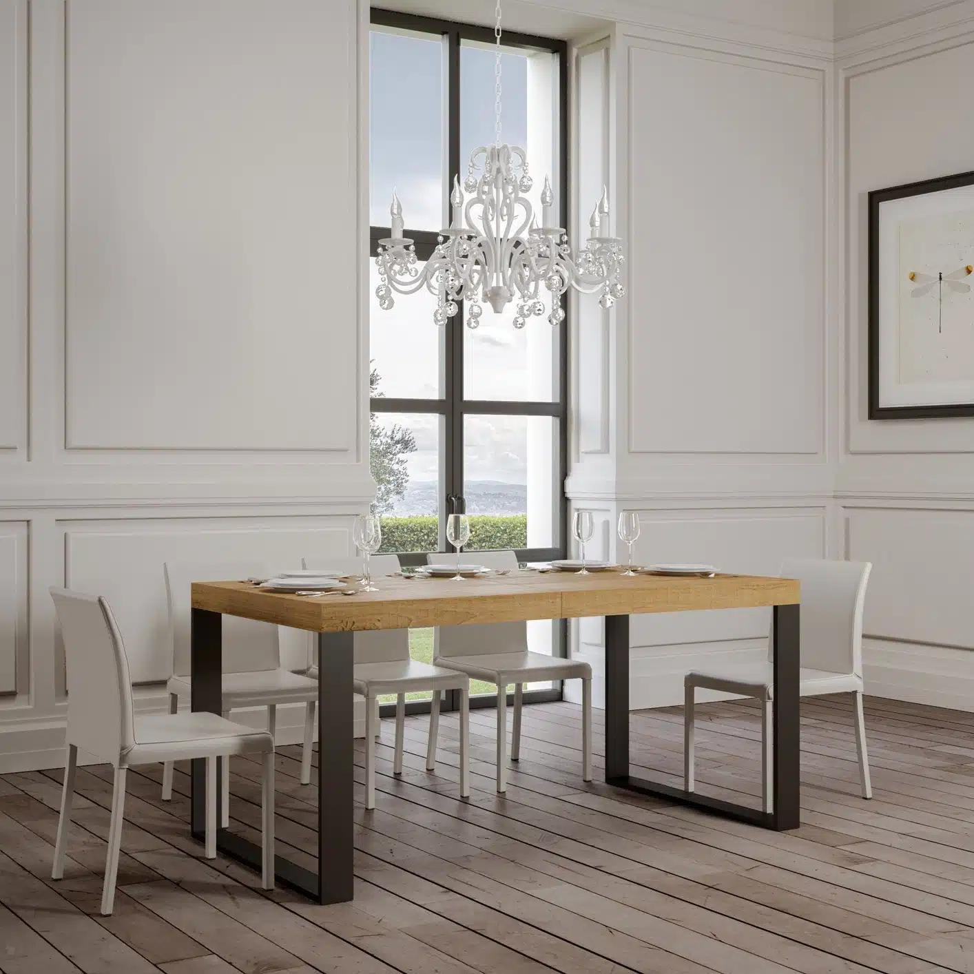 Tavolo allungabile 140/400x90 cm Tecno quercia natura gambe antracite - immagine 2