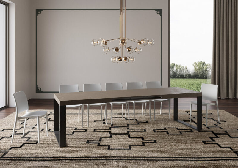 Tavolo allungabile 200/304x90 cm Tecno tortora gambe antracite - immagine 4