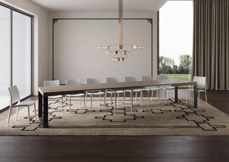 Tavolo allungabile 200/460x90 cm Tecno tortora gambe antracite - immagine 5