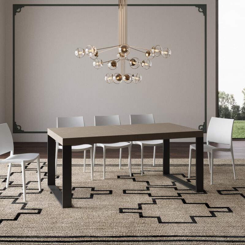 Tavolo allungabile 200/304x90 cm Tecno tortora gambe antracite - immagine 2