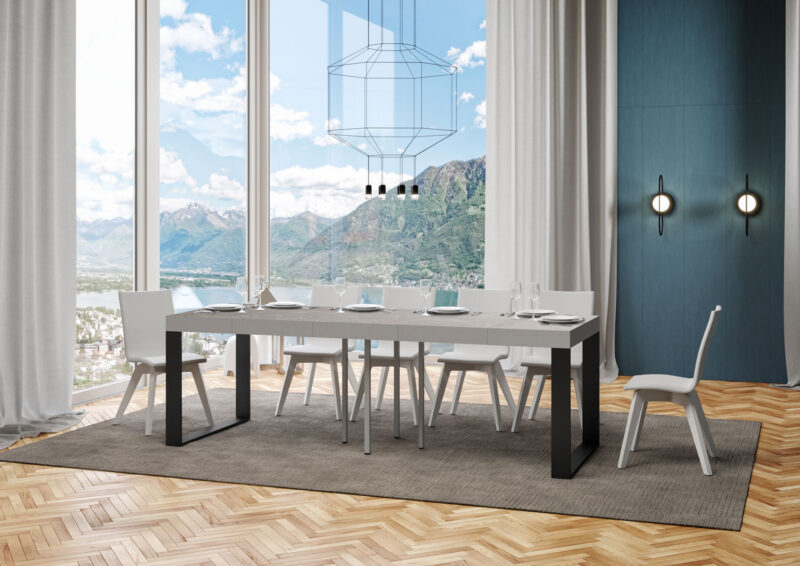 Tavolo allungabile 90/246x90 cm Tecno Premium cashmere gambe antracite - immagine 4