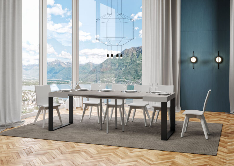 Tavolo allungabile 90/246x90 cm Tecno cashmere gambe antracite - immagine 4