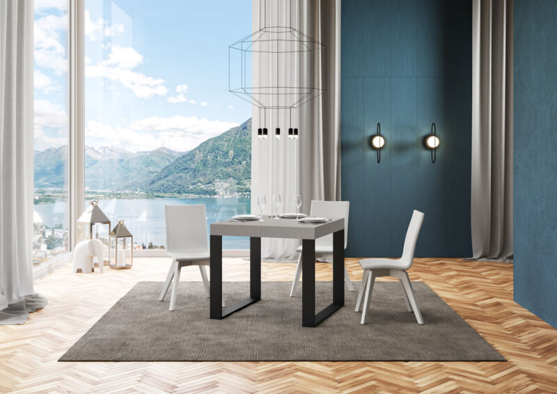 Tavolo allungabile 90/246x90 cm Tecno Premium cashmere gambe antracite - immagine 3