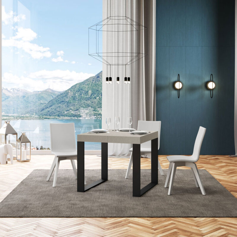 Tavolo allungabile 90/246x90 cm Tecno Premium cashmere gambe antracite - immagine 2