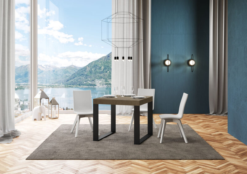 Tavolo allungabile 90/246x90 cm Tecno Premium tortora gambe antracite - immagine 3