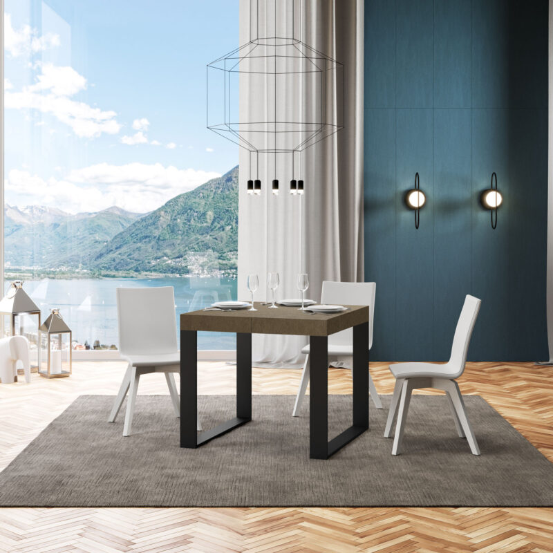 Tavolo allungabile 90/246x90 cm Tecno Premium tortora gambe antracite - immagine 2