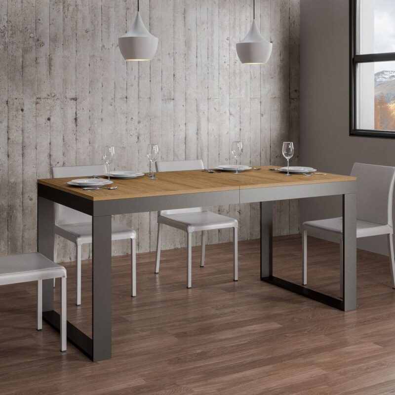 Tavolo allungabile 180/284x90 cm Tecno Evolution quercia natura telaio e gambe antracite - immagine 4