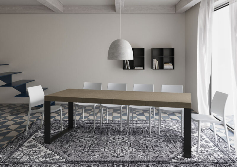 Tavolo allungabile 140/244x90 cm Tecno Premium tortora gambe antracite - immagine 4