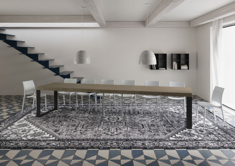 Tavolo allungabile 120/380x90 cm Tecno Premium tortora gambe antracite - immagine 5