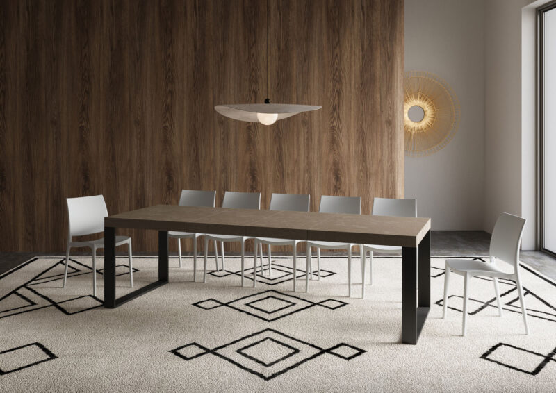 Tavolo allungabile 160/264x90 cm Tecno Premium tortora gambe antracite - immagine 4