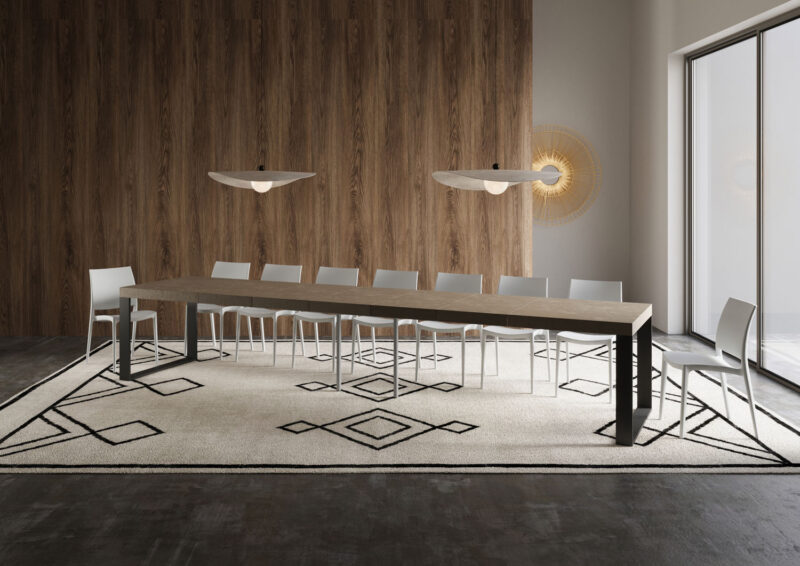Tavolo allungabile 160/420x90 cm Tecno Premium tortora gambe antracite - immagine 5
