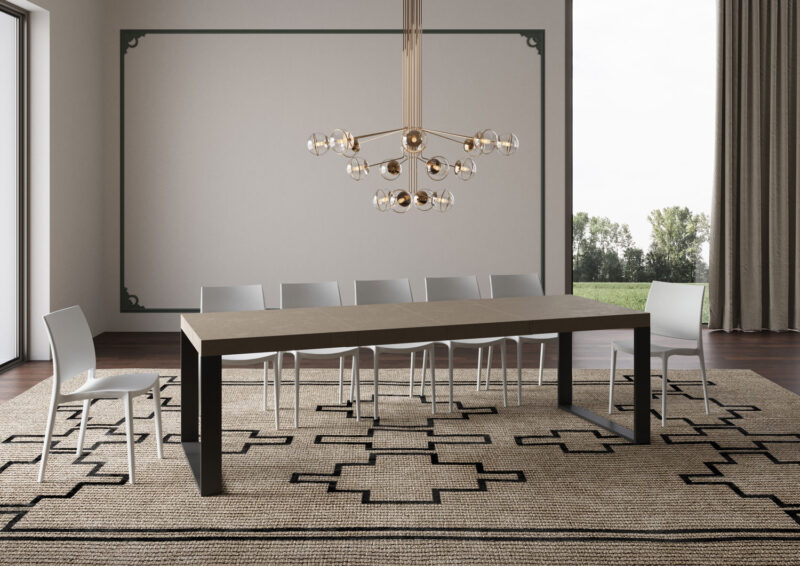 Tavolo allungabile 200/304x90 cm Tecno Premium tortora gambe antracite - immagine 4