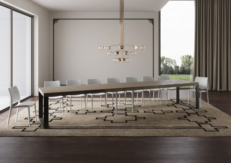 Tavolo allungabile 180/440x90 cm Tecno Premium tortora gambe antracite - immagine 5