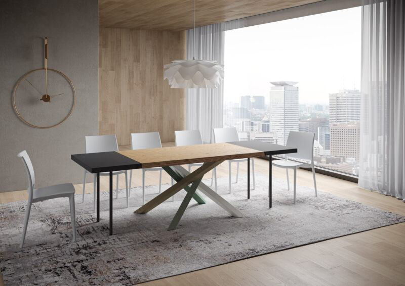 Tavolo allungabile 140/240x90 cm Versalux rovere scortecciato gambe multicolore 4/A - immagine 4