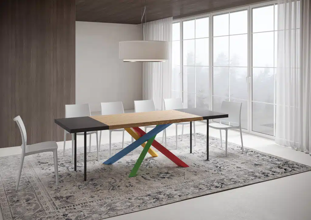 Tavolo allungabile 160/260x90 cm Versalux rovere scortecciato gambe multicolore 4/B - foto 4