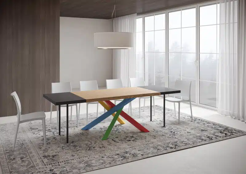 Tavolo allungabile 160/260x90 cm Versalux rovere scortecciato gambe multicolore 4/B - foto 4
