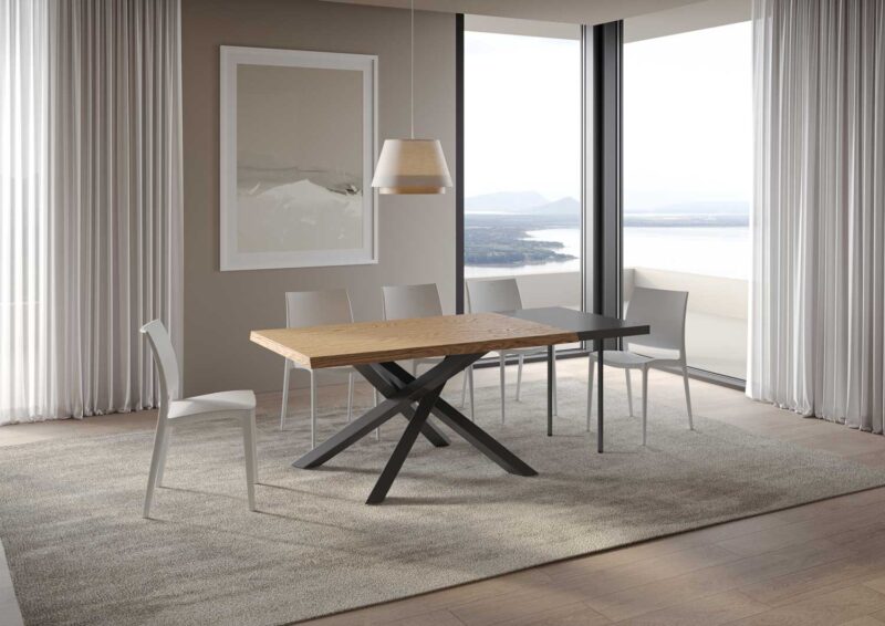 Tavolo allungabile 160/210x90 cm Versalux rovere scortecciato gambe antracite - immagine 4
