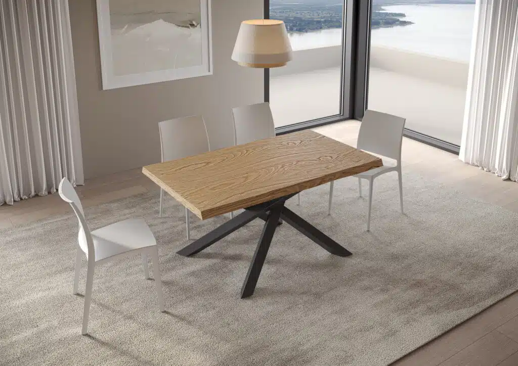 Tavolo allungabile 160/210x90 cm Versalux rovere scortecciato gambe antracite - foto 3