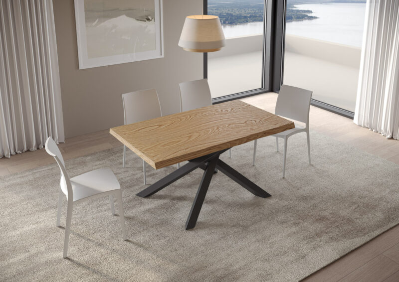 Tavolo allungabile 160/210x90 cm Versalux rovere scortecciato gambe antracite - immagine 3