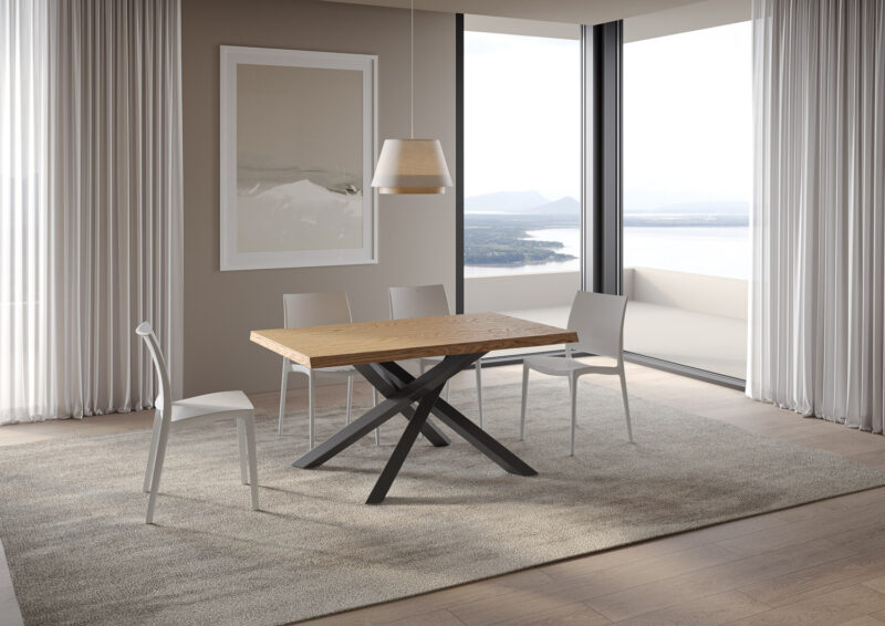 Tavolo allungabile 160/210x90 cm Versalux rovere scortecciato gambe antracite - immagine 2