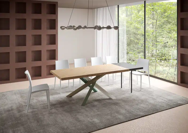 Tavolo allungabile 200/300x90 cm Versalux rovere scortecciato gambe multicolore 4/A - foto 3