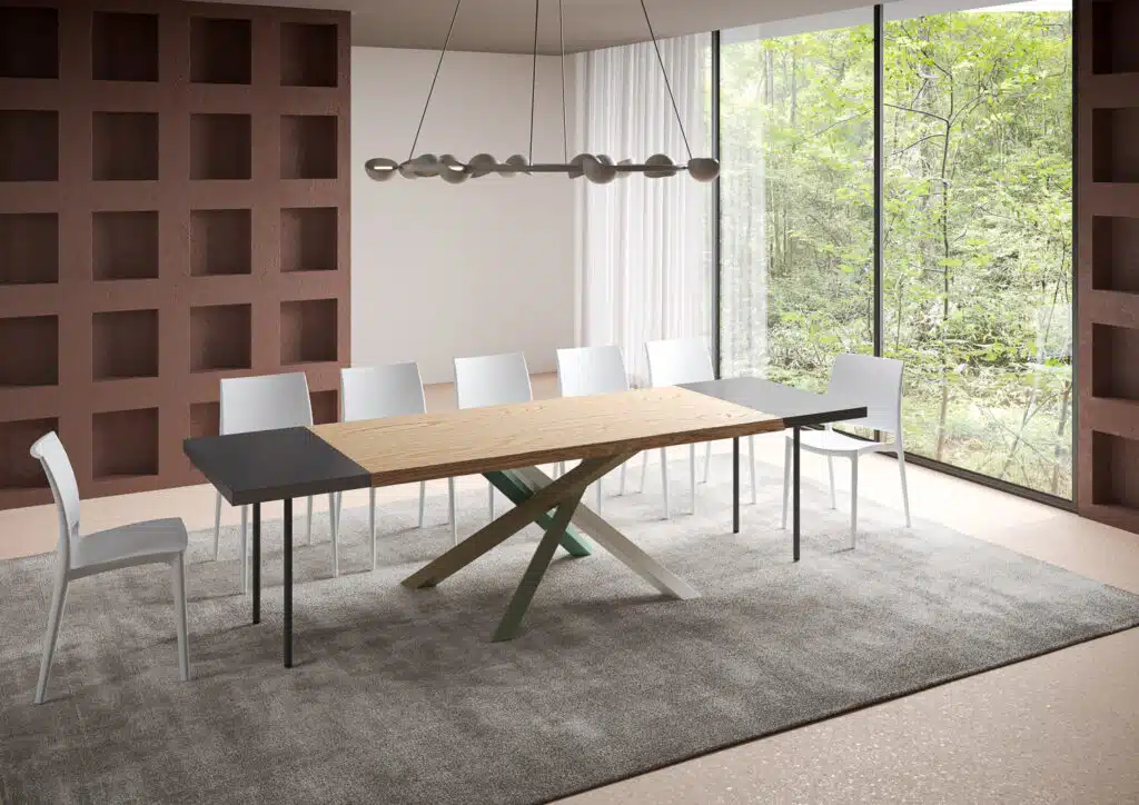 Tavolo allungabile 200/300x90 cm Versalux rovere scortecciato gambe multicolore 4/A - foto 4