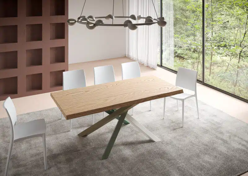 Tavolo allungabile 200/300x90 cm Versalux rovere scortecciato gambe multicolore 4/A - foto 1