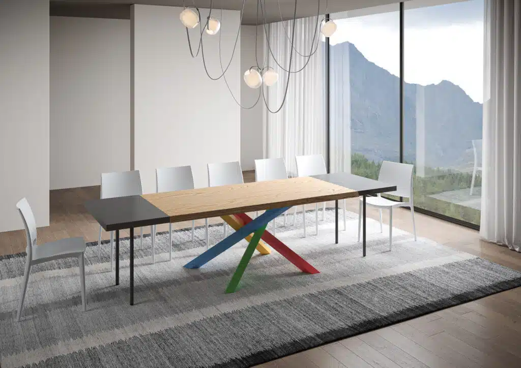 Tavolo allungabile 200/300x90 cm Versalux rovere scortecciato gambe multicolore 4/B - foto 4