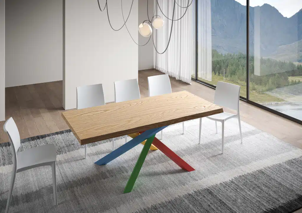 Tavolo allungabile 200/250x90 cm Versalux rovere scortecciato gambe multicolore 4/B - foto 1