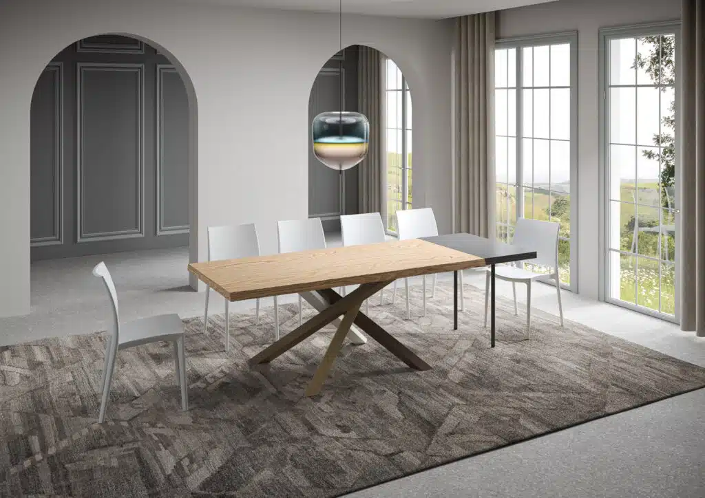 Tavolo allungabile 180/280x90 cm Versalux rovere scortecciato gambe multicolore 4/C - foto 3