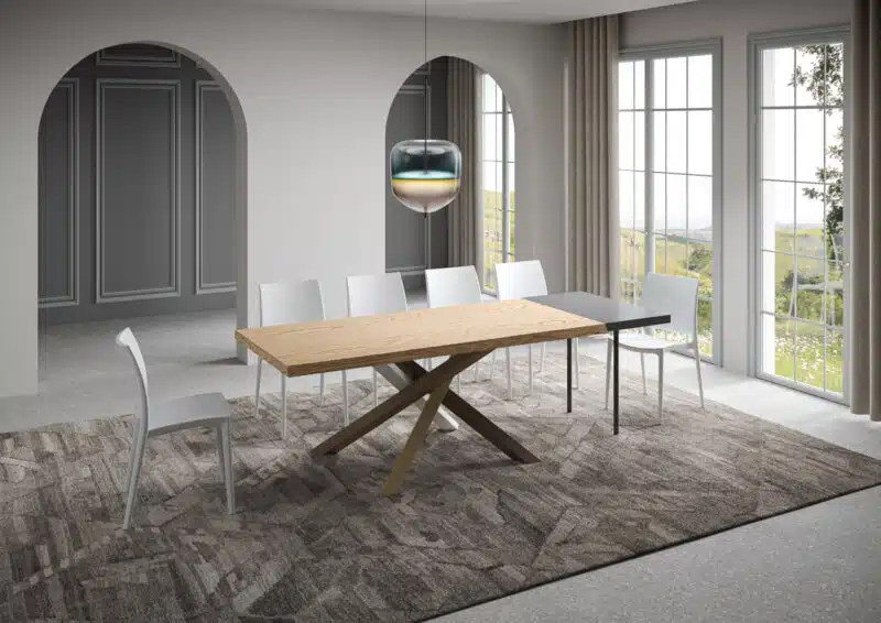 Tavolo allungabile 180/280x90 cm Versalux rovere scortecciato gambe multicolore 4/C - foto 3