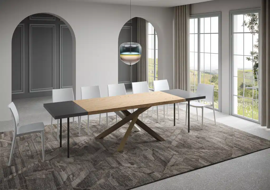 Tavolo allungabile 180/280x90 cm Versalux rovere scortecciato gambe multicolore 4/C - foto 4