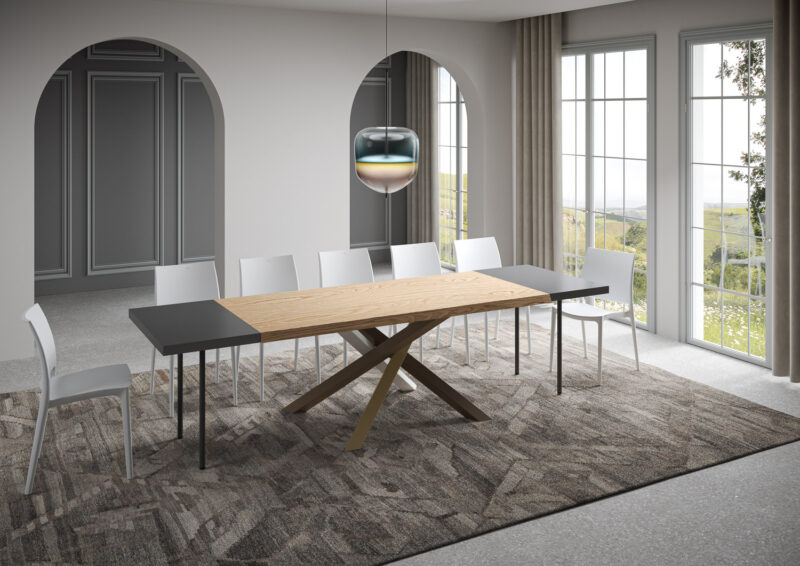Tavolo allungabile 200/300x90 cm Versalux rovere scortecciato gambe multicolore 4/C - immagine 4