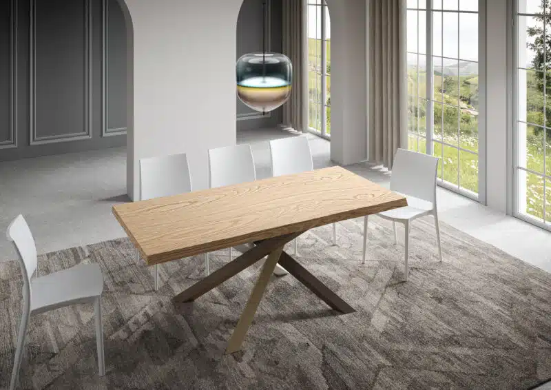 Tavolo fisso 180x90 cm Versalux rovere scortecciato gambe multicolore 4/C - foto 1