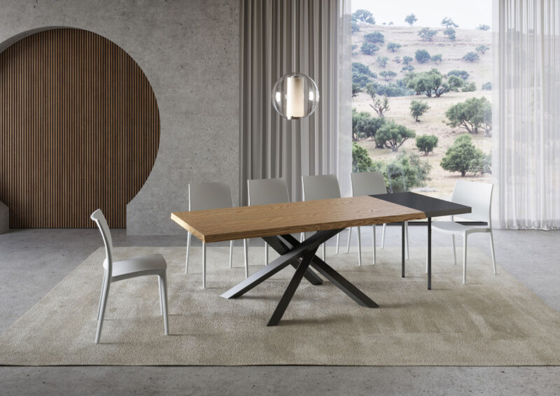 Tavolo allungabile 200/250x90 cm Versalux rovere scortecciato gambe antracite - immagine 3