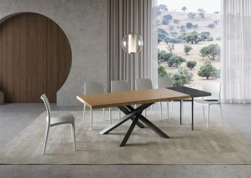 Tavolo allungabile 200/300x90 cm Versalux rovere scortecciato gambe antracite - foto 3
