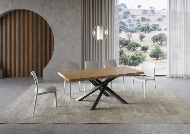 Tavolo fisso 200x90 cm Versalux rovere scortecciato gambe antracite - immagine 2
