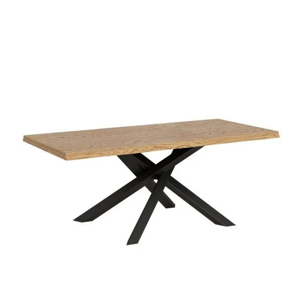 Tavolo allungabile 200/300x90 cm Versalux rovere scortecciato gambe antracite