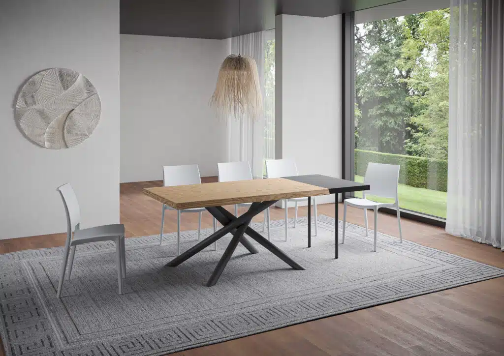 Tavolo allungabile 160/260x90 cm Vindral rovere scortecciato gambe antracite - foto 3