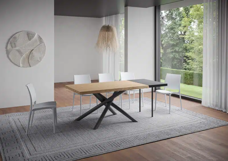 Tavolo allungabile 160/260x90 cm Vindral rovere scortecciato gambe antracite - foto 3