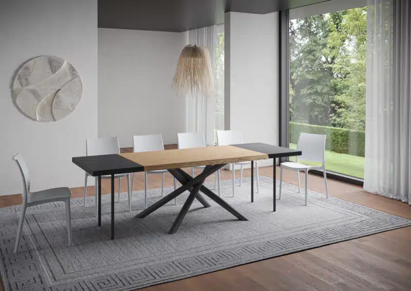 Tavolo allungabile 160/260x90 cm Vindral rovere scortecciato gambe antracite - foto 4