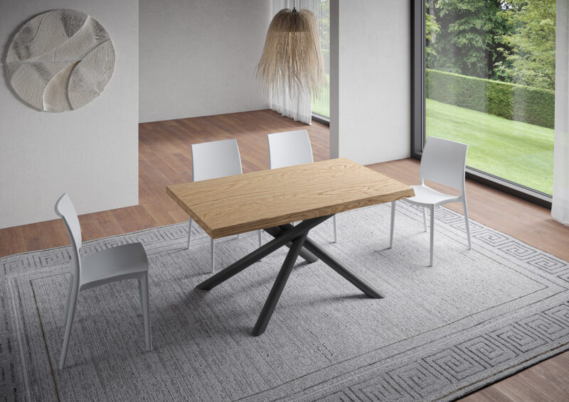 Tavolo allungabile 160/210x90 cm Vindral rovere scortecciato gambe antracite - immagine 2