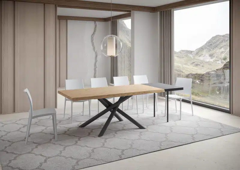 Tavolo allungabile 200/300x90 cm Vindral rovere scortecciato gambe antracite - foto 3