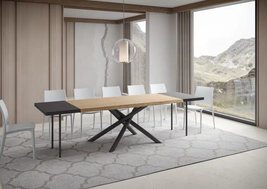 Tavolo allungabile 200/300x90 cm Vindral rovere scortecciato gambe antracite - foto 4