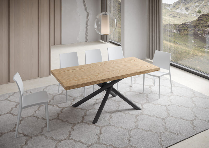 Tavolo allungabile 200/250x90 cm Vindral rovere scortecciato gambe antracite - immagine 2