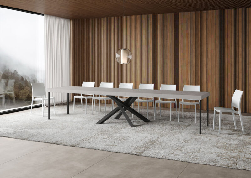 Tavolo allungabile 120/380x90 cm Volantis Premium cashmere gambe antracite - immagine 4
