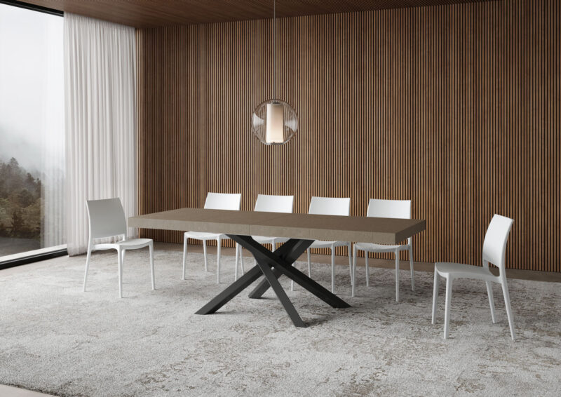 Tavolo allungabile 120/224x90 cm Volantis Premium tortora gambe antracite - immagine 4