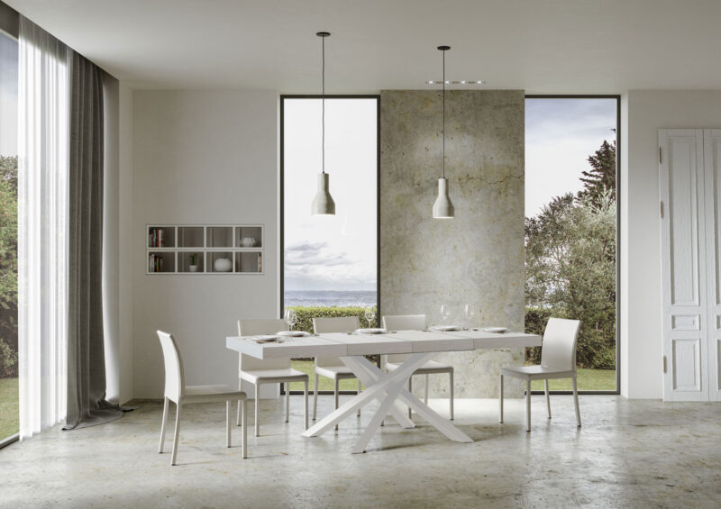Tavolo allungabile 130/234x90 cm Volantis Premium bianco frassino gambe bianche - immagine 4